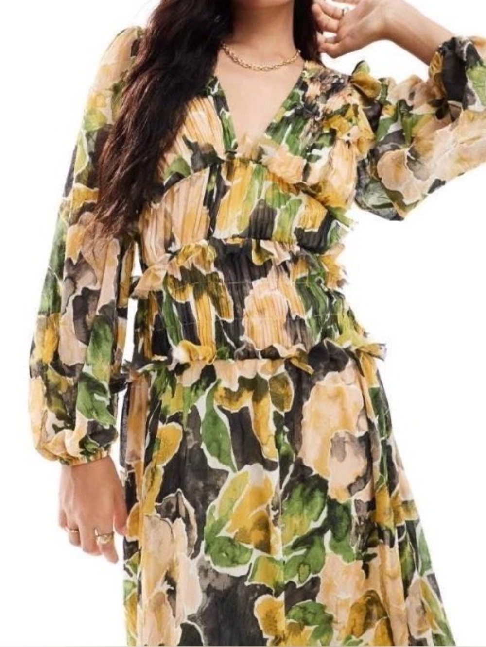 ASOS DESIGN Women’s Ruffles Midi Dress Size 10 - Picture 2 of 14